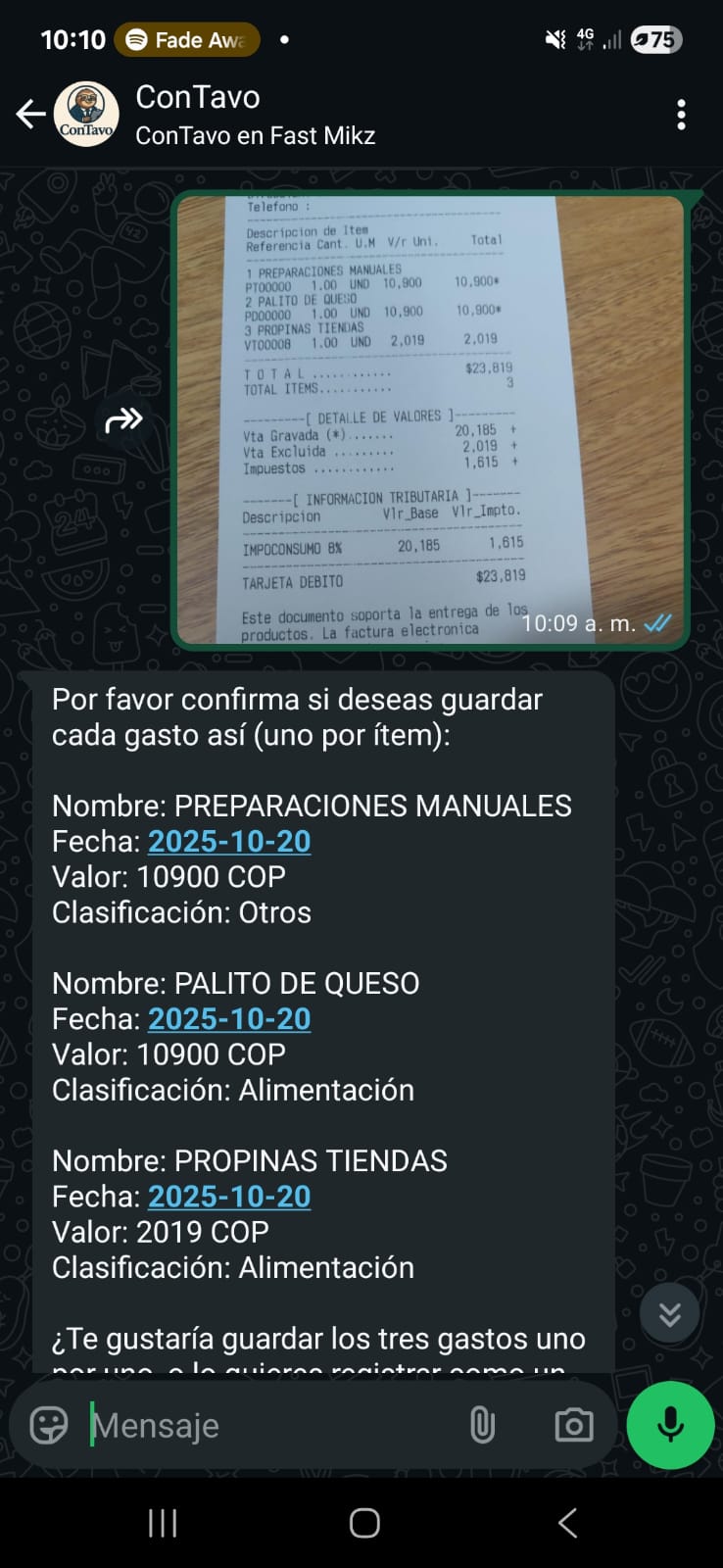 Envía fotos de tus facturas